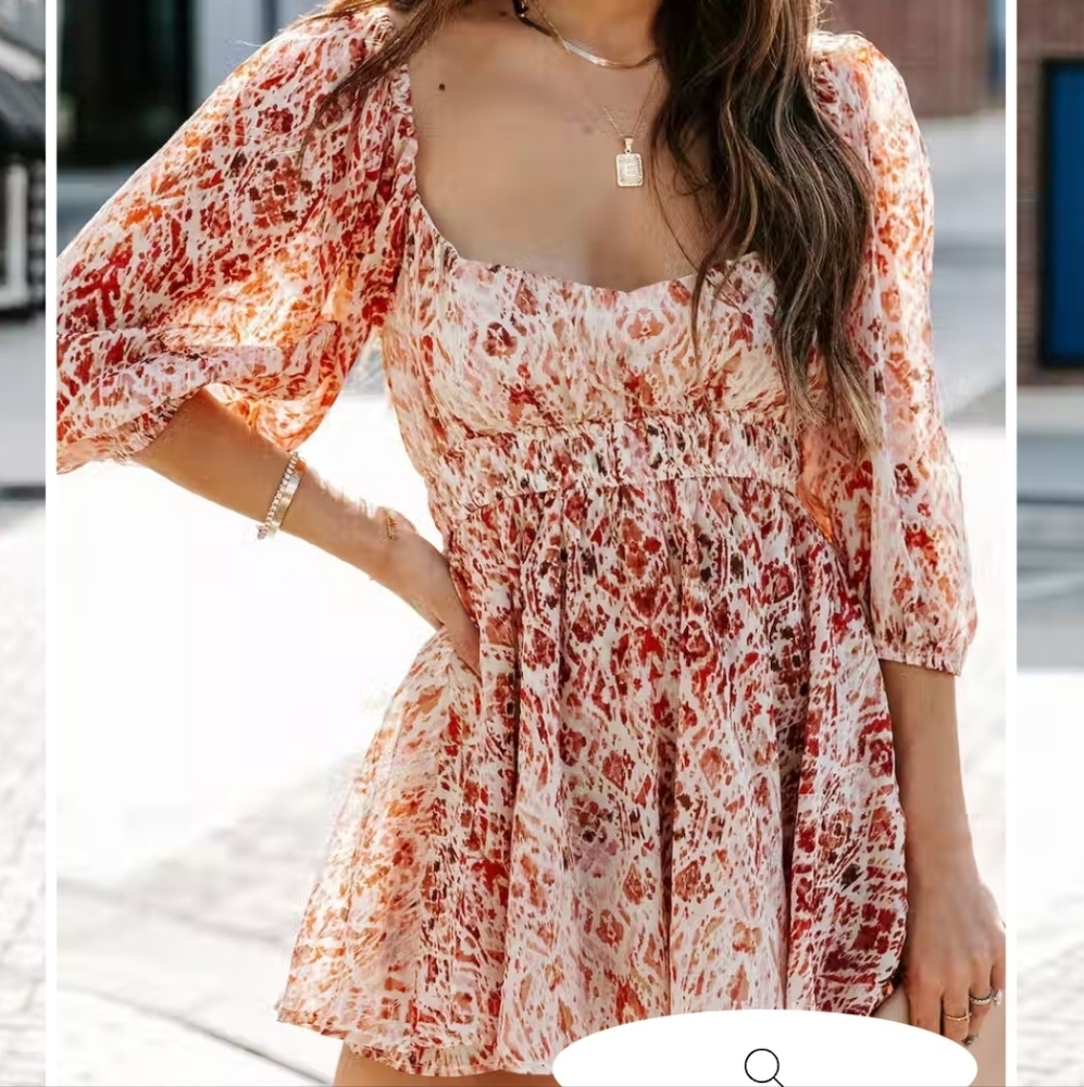 ALIZE PRINTED ROMPER - RUST MULTI - Picture 2 of 3